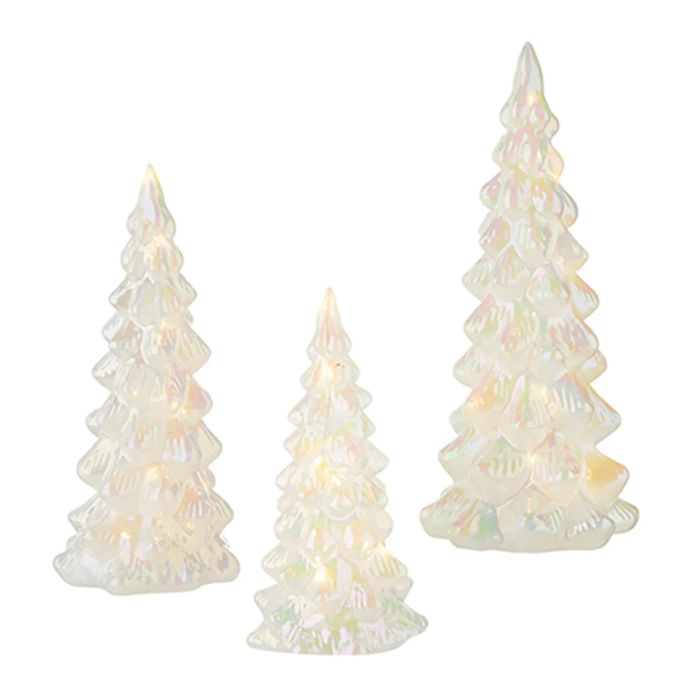Raz Imports Raz Set of 3 White Iridescent Lighted Tree Glass Christmas Decoration 4222934 Discount
