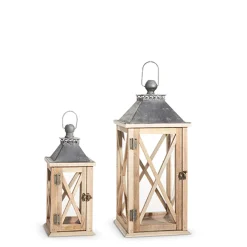 Raz Imports Raz Set of 2 Wood and Metal Christmas Lantern 4337902 Best