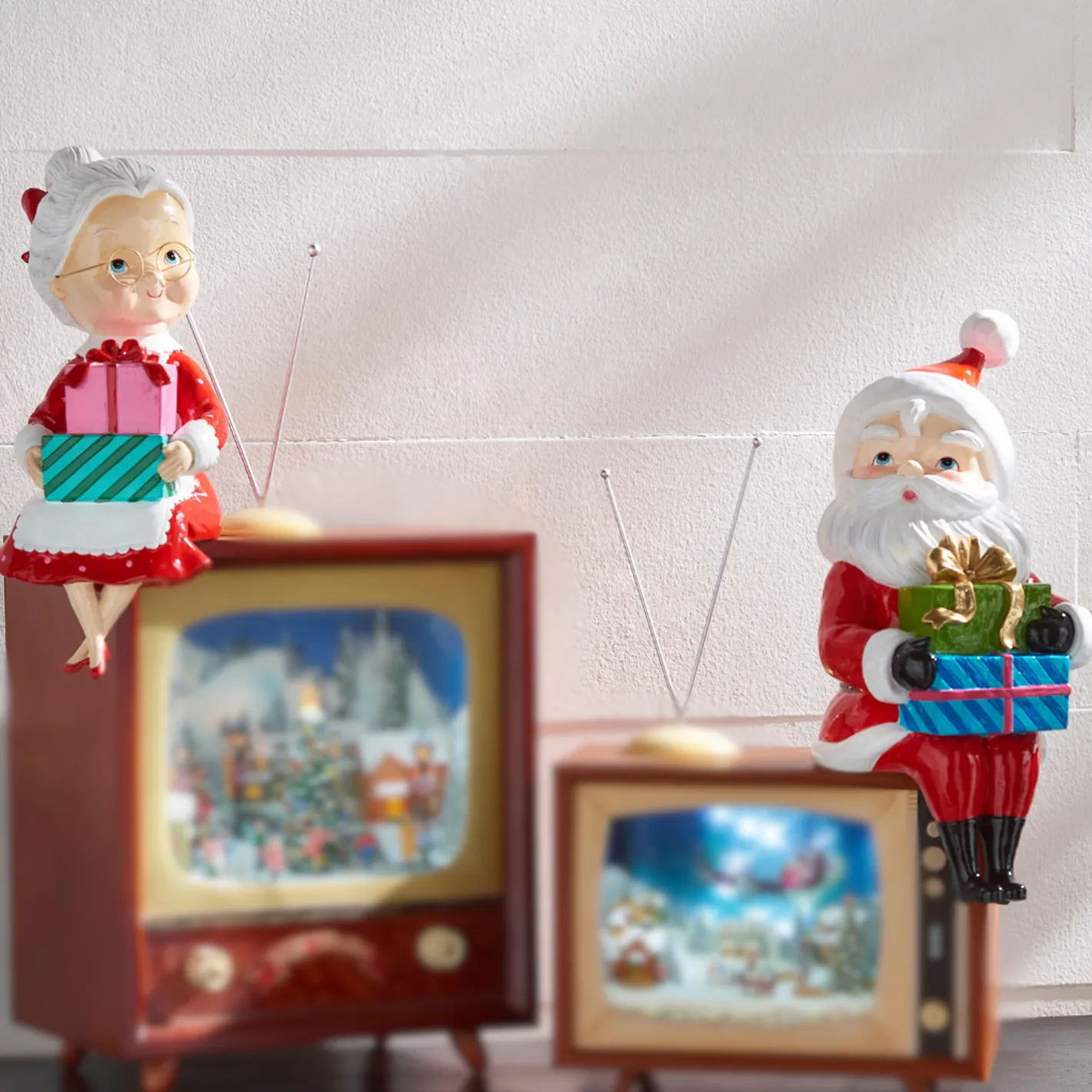Raz Imports Raz Sitting Retro Santa or Mrs. Claus Christmas Decoration Sale