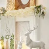Raz Imports Raz Standing or Laying Large White Deer with Holly Wreath Christmas Decoration New