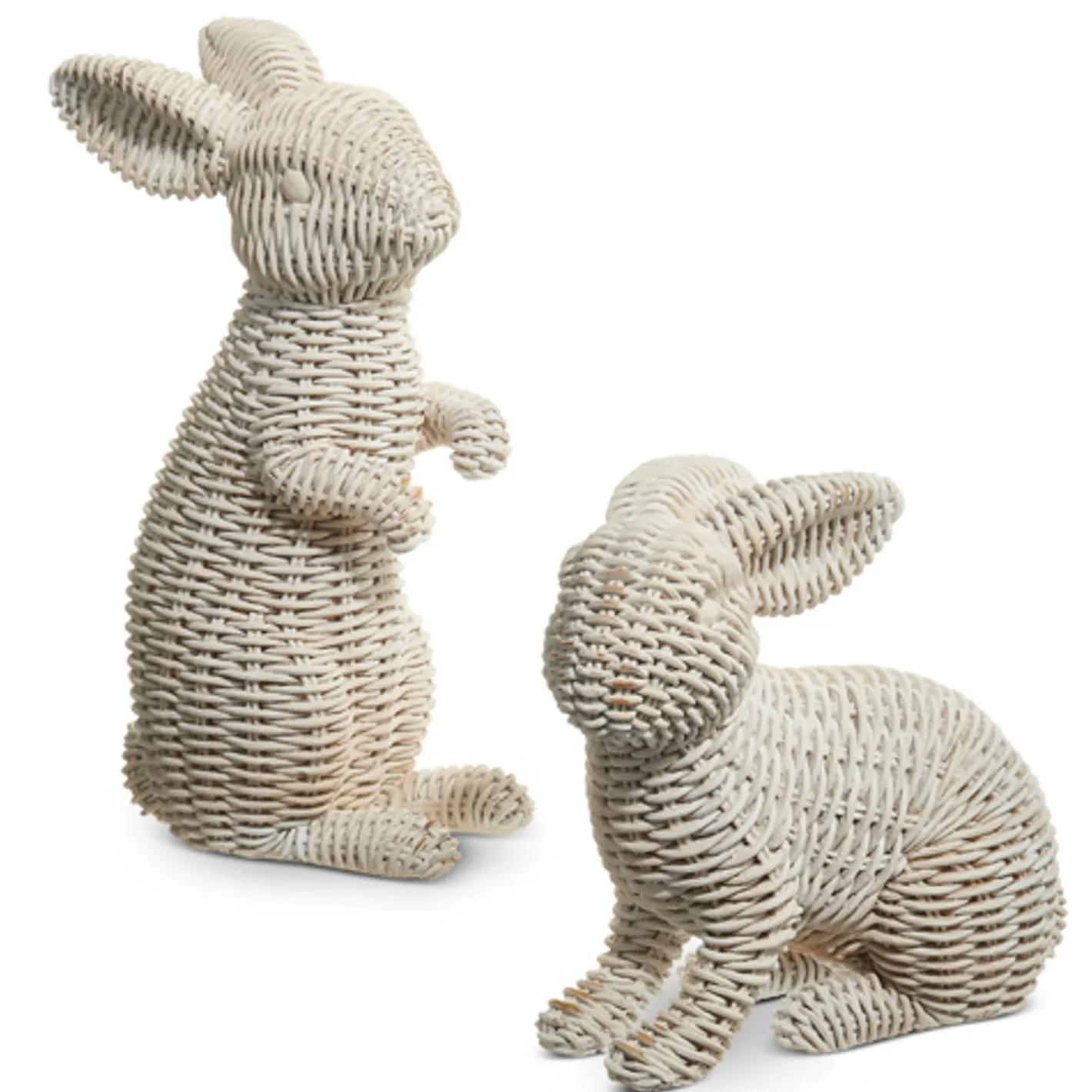 Raz Imports Raz White Basketweave Wicker Rabbits Set of 2 Easter Decorations 4411076 Outlet