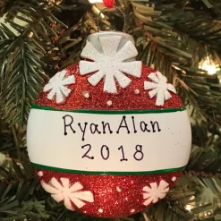 Polar X Red with Snowflakes Ball Personalized Christmas Ornament Discount