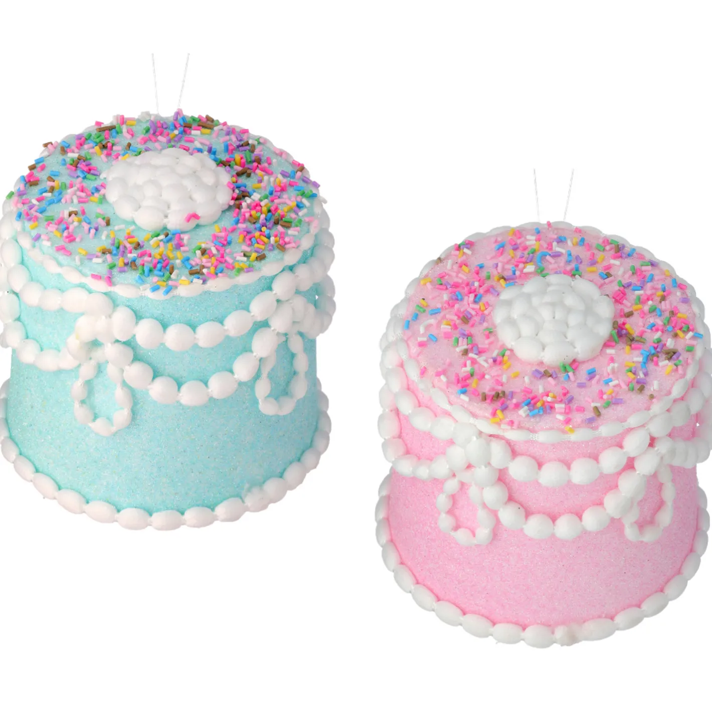 Regency International Regency 5" Blue or Pink Pastel Candy Decorated Cake Christmas Ornament MTX68911