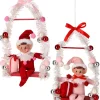 Regency International Regency 12" Pink or Red Pixie Elf on Swing Christmas Ornament MTX74256 Best