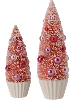 Regency International Regency Set of 2 So Sweet Pink Bottle Brush Christmas Trees MTX74705 Sale