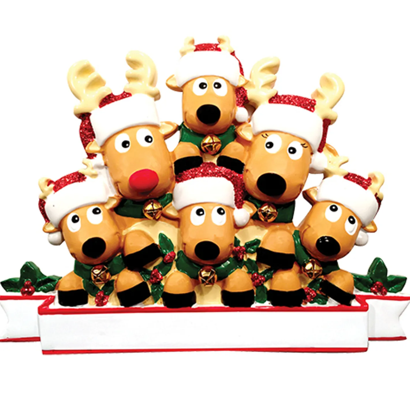 Polar X Reindeer Family of 6 Personalized Christmas Ornament New