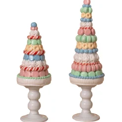 Gerson Set of 2 Clay Dough Macaroon and Candy Christmas Trees 2656800 Discount