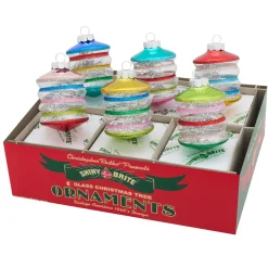 Shiny Brite Christmas Confetti 3.25" Lanterns Glass Christmas Ornament Set 4028232 New
