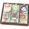Shiny Brite Confetti 5.5" Santa Snowman and Reindeer Figure Reflector Glass Christmas Ornament Set 4028024 Hot