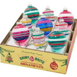 Shiny Brite Vivid Vintage 9 Count 2.5" Decorated Rounds & Lanterns Glass Christmas Ornament Set 4028281 Hot