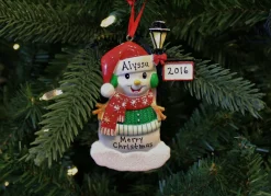 Polar X Snowman Standing By A Light Post Personalized Christmas Ornament Outlet