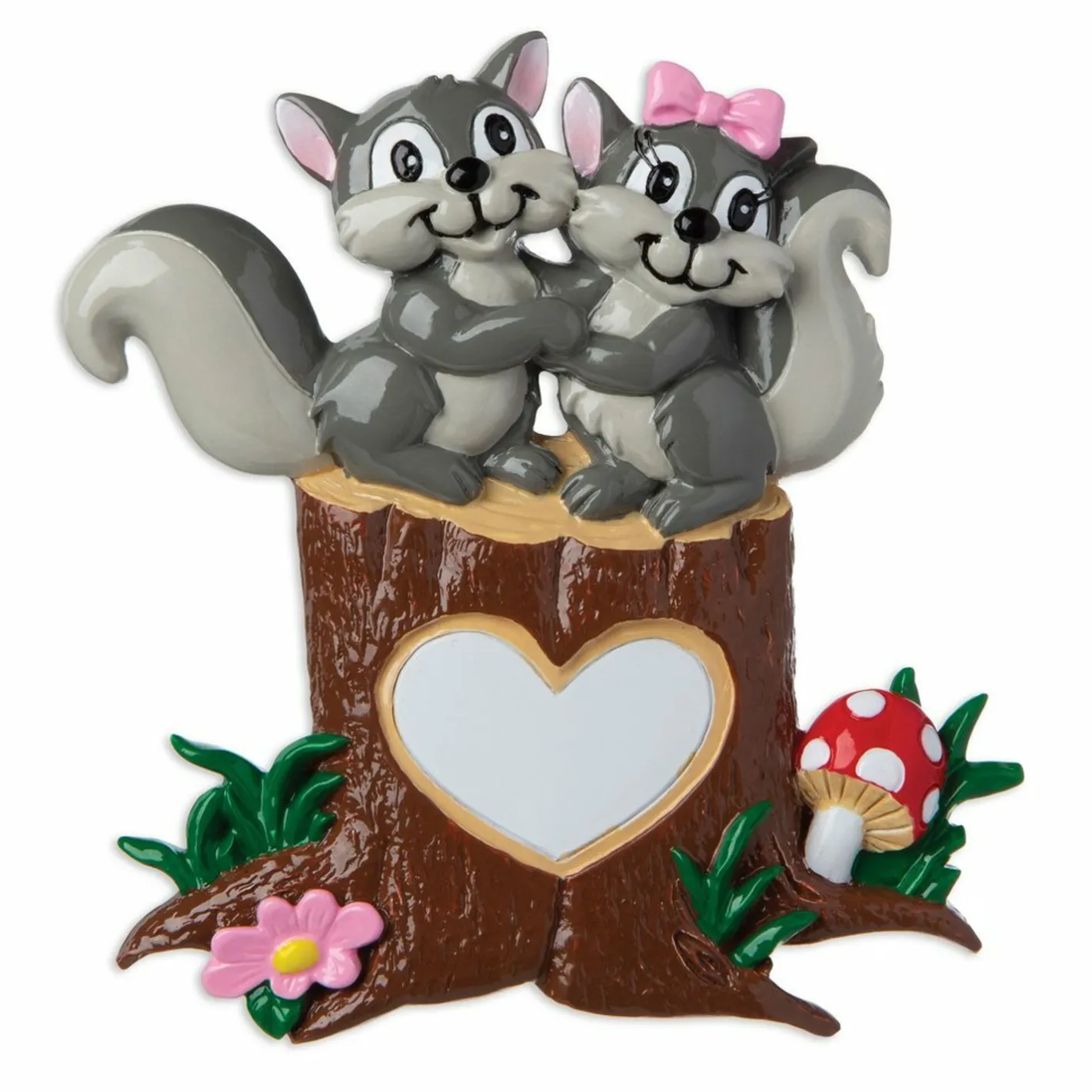 Polar X Squirrel Couple On Tree Trunk with Heart Personalized Christmas Ornament OR1890-SQ Best
