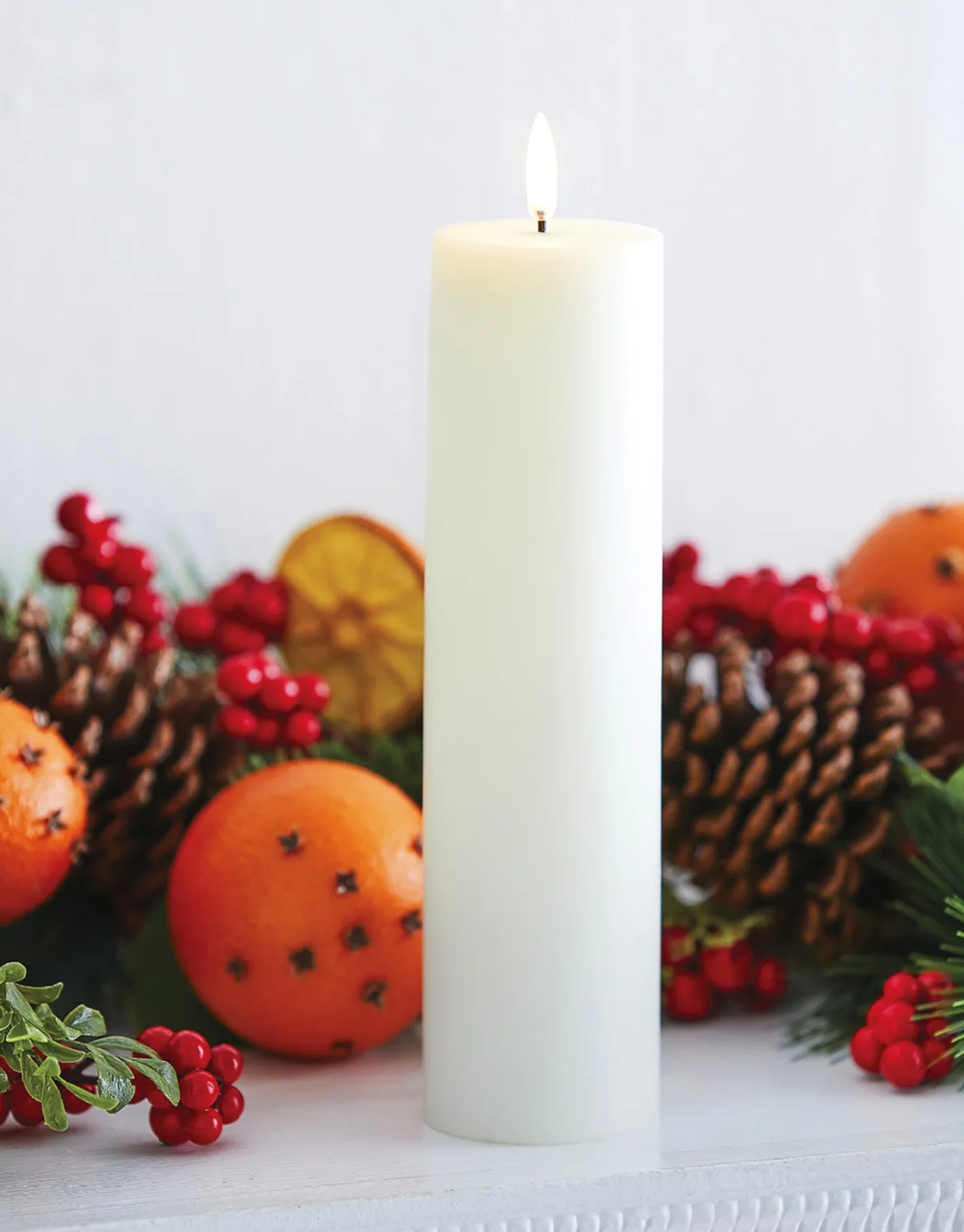 Raz Imports Uyuni 9.75" Flat Top Moving Flame White Unscented Pillar Battery Candle 4034508 Sale