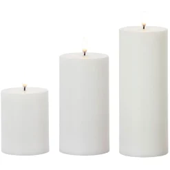 Raz Imports Uyuni 3" x 5", 7" or 9" Flat Top Moving Flame White Unscented Pillar Battery Candle Best