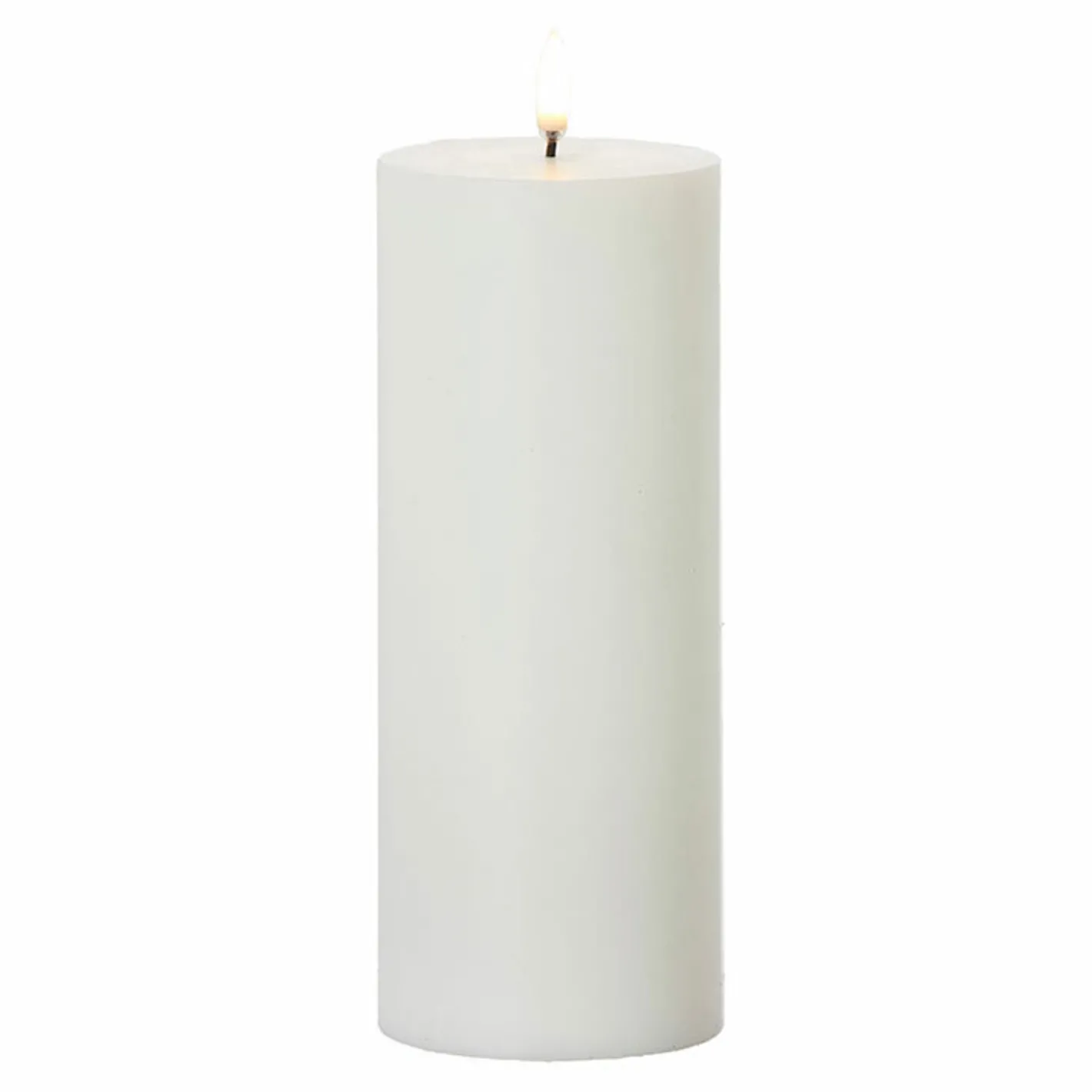 Raz Imports Uyuni 3" x 5", 7" or 9" Flat Top Moving Flame White Unscented Pillar Battery Candle Best
