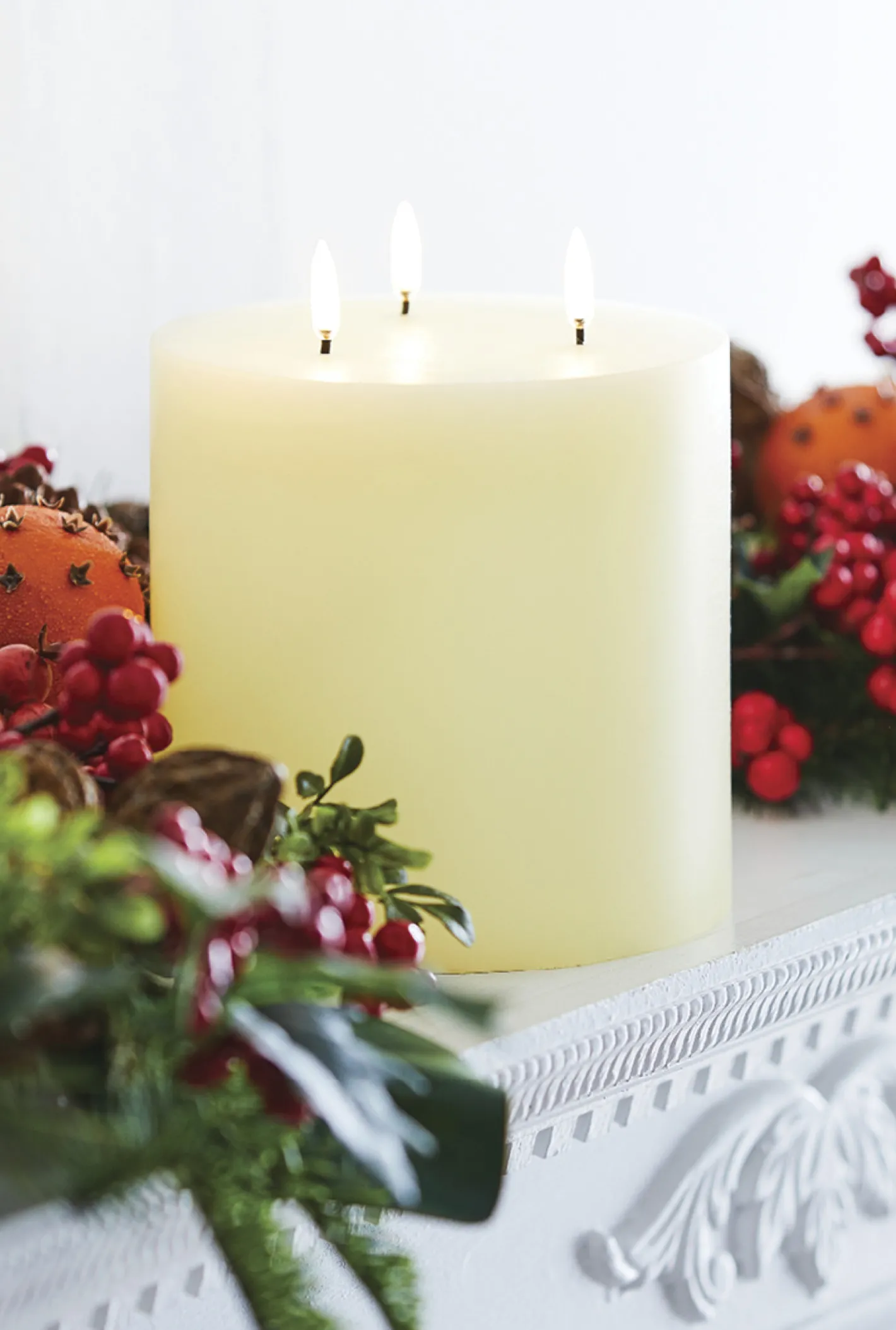 Raz Imports Uyuni 6" X 7" Large Ivory Triflame Candle 4034551 Sale