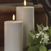 Raz Imports Uyuni 3" x 5" or 7" Flat Top Moving Flame White Outdoor Pillar Battery Candle New