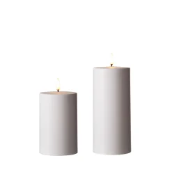 Raz Imports Uyuni 3" x 5" or 7" Flat Top Moving Flame White Outdoor Pillar Battery Candle New
