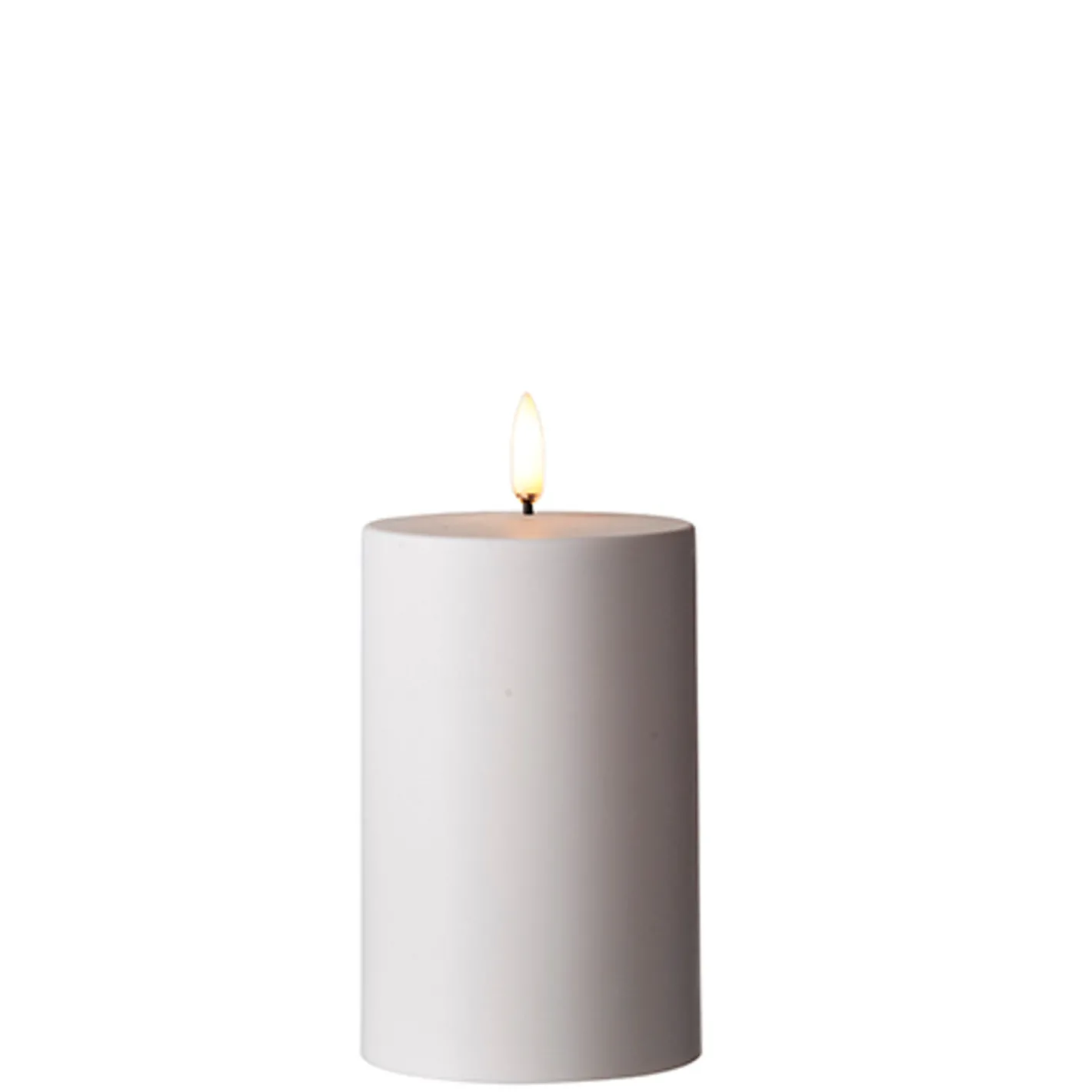 Raz Imports Uyuni 3" x 5" or 7" Flat Top Moving Flame White Outdoor Pillar Battery Candle New