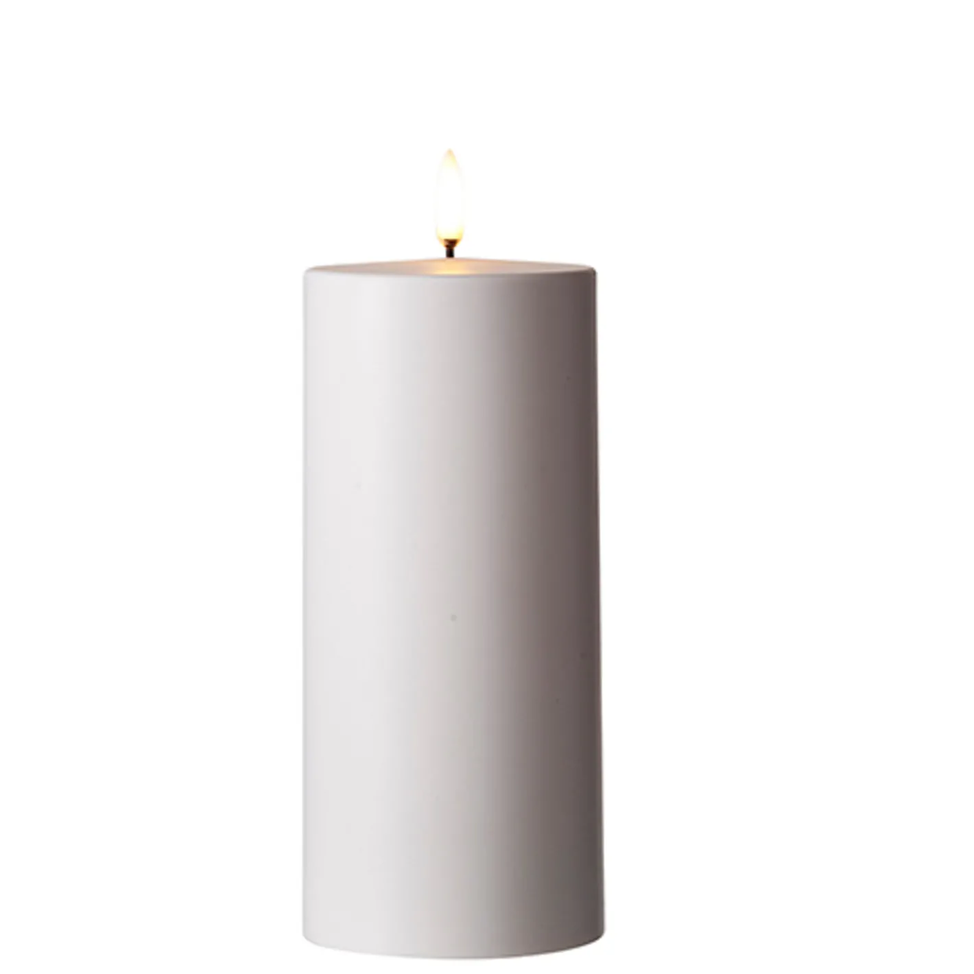 Raz Imports Uyuni 3" x 5" or 7" Flat Top Moving Flame White Outdoor Pillar Battery Candle New