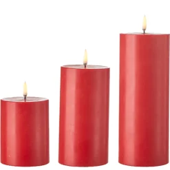 Liown Uyuni 3" x 5" or 7" or 9" Flat Top Moving Flame Red Unscented Pillar Battery Candle Outlet