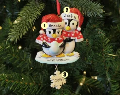 Polar X We're Expecting Penguin Couples Personalized Christmas Ornament