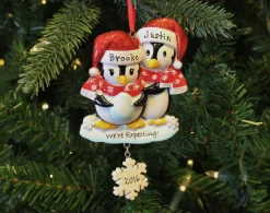 Polar X We're Expecting Penguin Couples Personalized Christmas Ornament