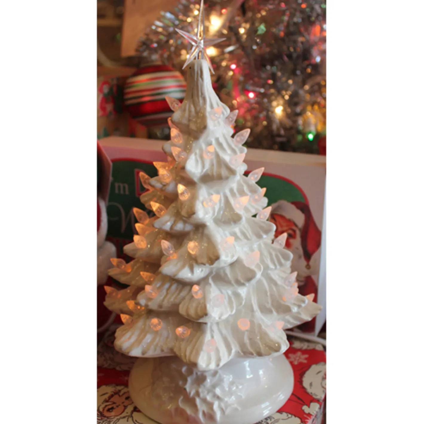 Handmade Ceramics White Ceramic Lighted Christmas Tree 12" Clearance