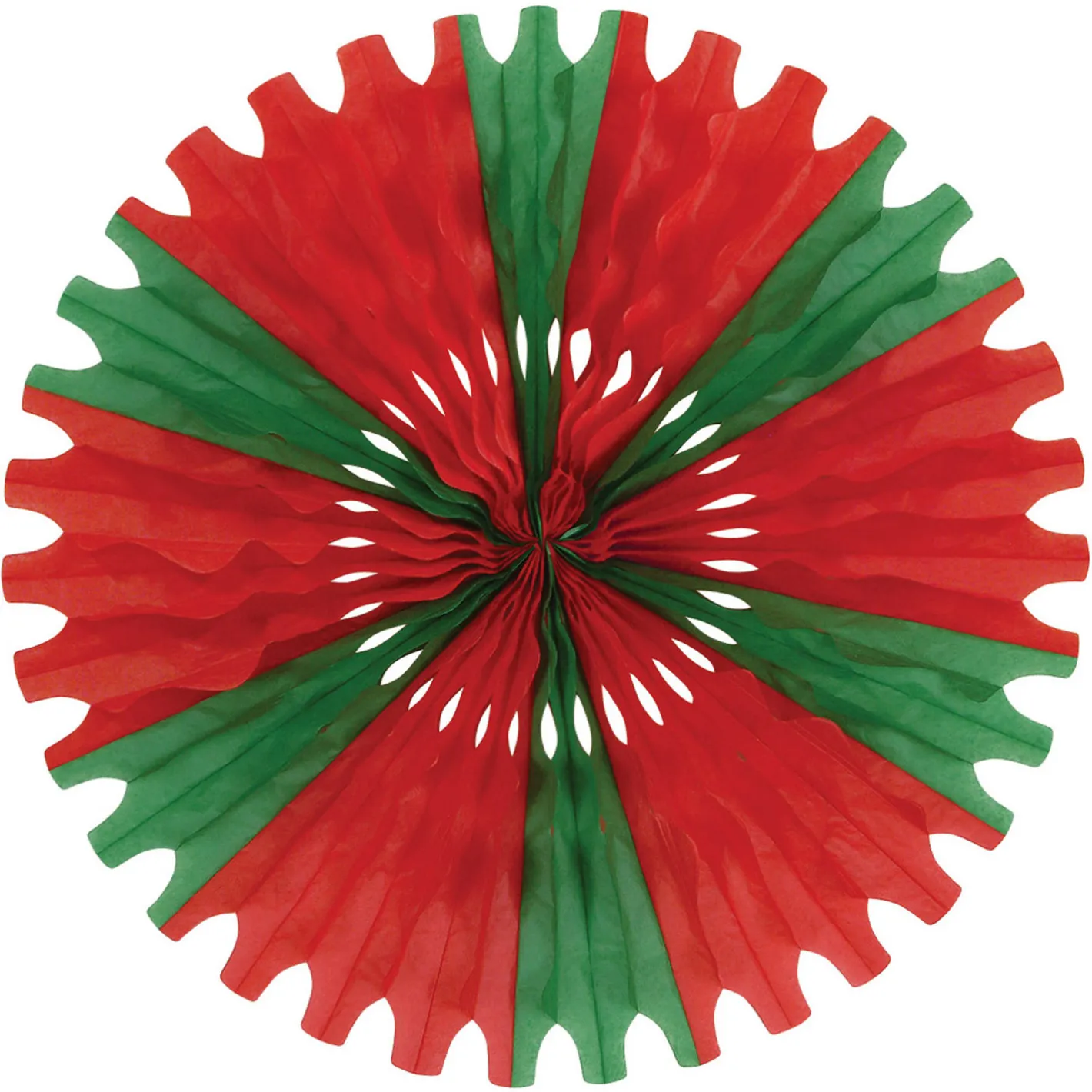 Beistle 25" Vintage Red and Green Tissue Paper Fan Christmas Decoration 55293-RG Outlet