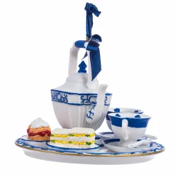 Kurt Adler 4" Blue and White Delft Teapot Tray Christmas Ornament E0773 Online