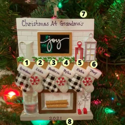 Polar X 5" Fireplace Mantle Stocking Family of 6 Personalized Christmas Ornament OR2030-6 Outlet