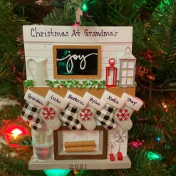 Polar X 5" Fireplace Mantle Stocking Family of 6 Personalized Christmas Ornament OR2030-6 Outlet