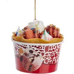 Kurt Adler 2.6" Ice Cream Sundae with Waffle Cone Cup Christmas Ornament D3975 Clearance