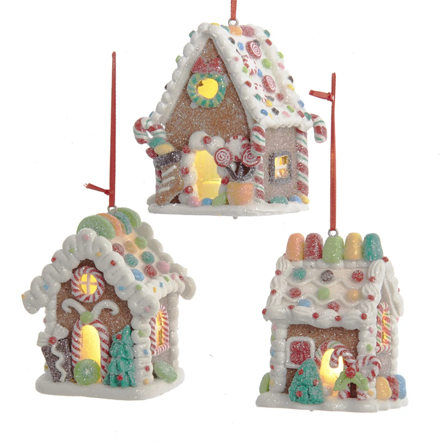 Kurt Adler 3.75" LED Lighted Claydough Candy Gingerbread House Christmas Ornament D4043 Best