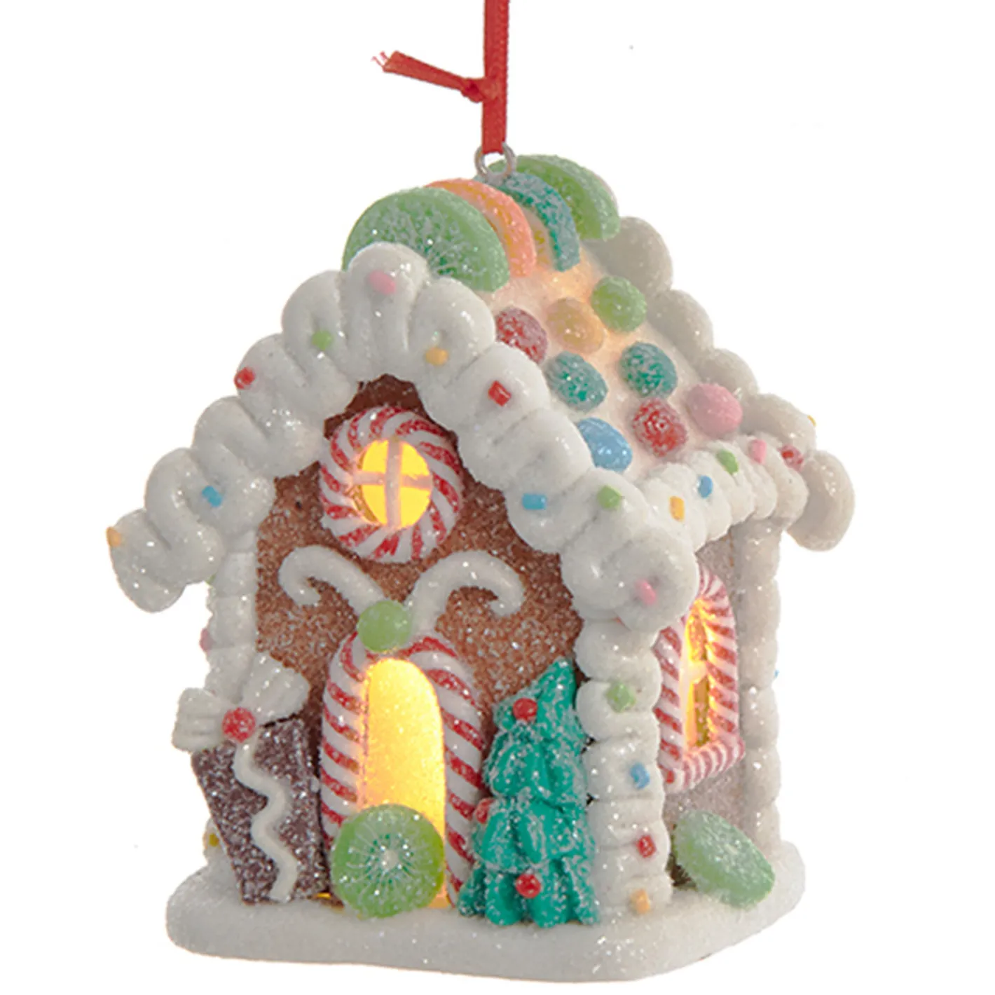 Kurt Adler 3.75" LED Lighted Claydough Candy Gingerbread House Christmas Ornament D4043 Best