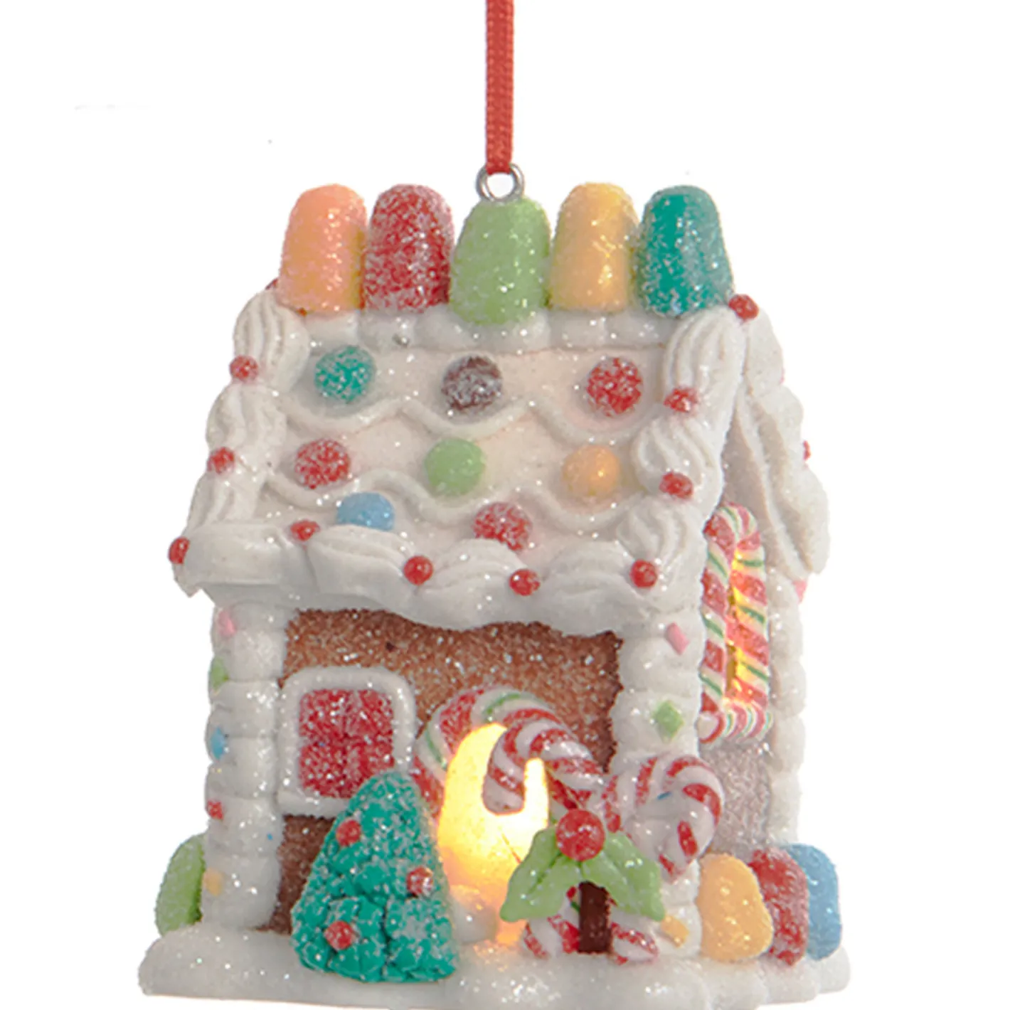 Kurt Adler 3.75" LED Lighted Claydough Candy Gingerbread House Christmas Ornament D4043 Best