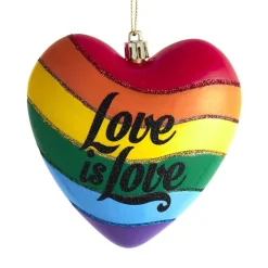 Kurt Adler 4.5" Love Is Love Rainbow Heart Pride Christmas Ornament H7549
