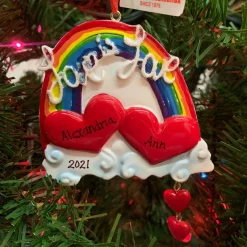 Kurt Adler 3.75" Love Is Love Rainbow Personalized Christmas Ornament W8454