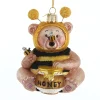 Kurt Adler 4.25" Noble Gems Bee Honey Bear Glass Christmas Ornament NBX0020 New