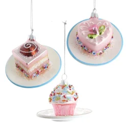 Kurt Adler 3.25" Pink Miniature Cake Glass Christmas Ornament C6374 Hot