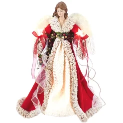 Kurt Adler 16" Red and Ivory Angel Christmas Tree Topper UL2218 Sale