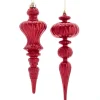 Kurt Adler 12" Red Distressed Finish Plastic Finial Christmas Ornament D3810 Sale