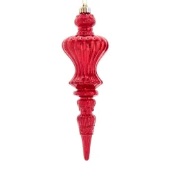 Kurt Adler 12" Red Distressed Finish Plastic Finial Christmas Ornament D3810 Sale