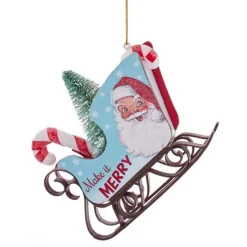 Kurt Adler 4.75" Retro Mini Sleigh With Tree Vintage Christmas Ornament T2807 Clearance