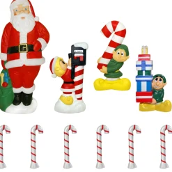 General Foam 60" Santa and Elf 10 Piece Lighted Christmas Blow Mold Set Sale