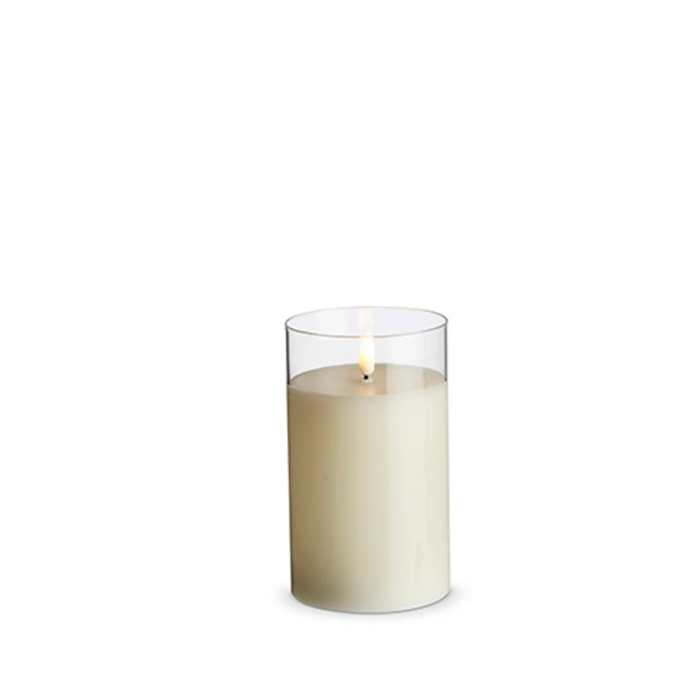 Raz Imports 3.5" x 4", 5", or 6" Ivory Pillar Battery Operated Flickering Candle In Clear Glass Online