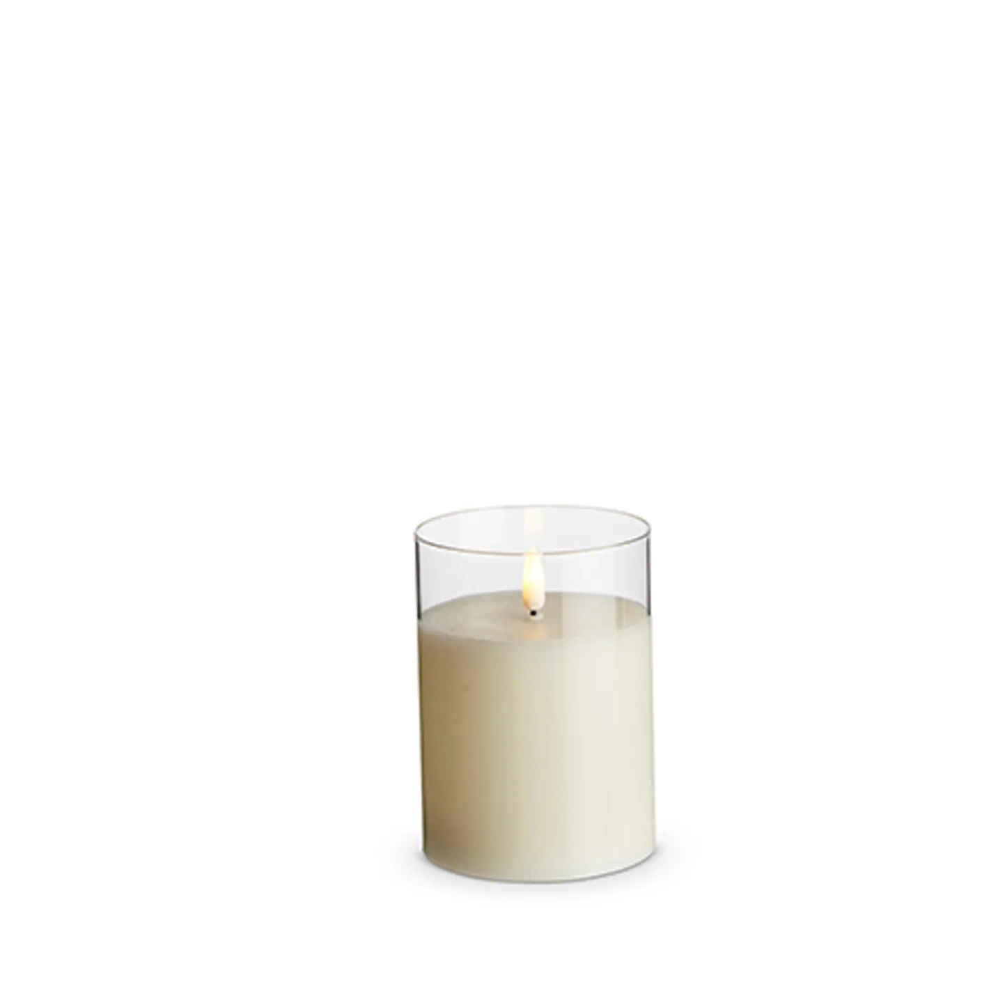 Raz Imports 3.5" x 4", 5", or 6" Ivory Pillar Battery Operated Flickering Candle In Clear Glass Online