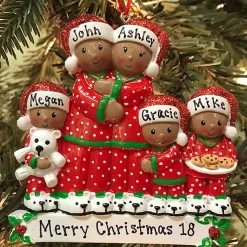 Polar X African American Pajama Family of 5 Personalized Christmas Ornament Best