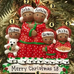 Polar X African American Pajama Family of 5 Personalized Christmas Ornament Best