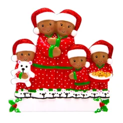 Polar X African American Pajama Family of 5 Personalized Christmas Ornament Best